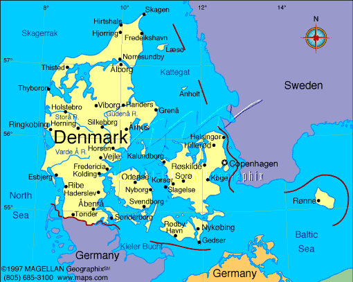 map of Denmark