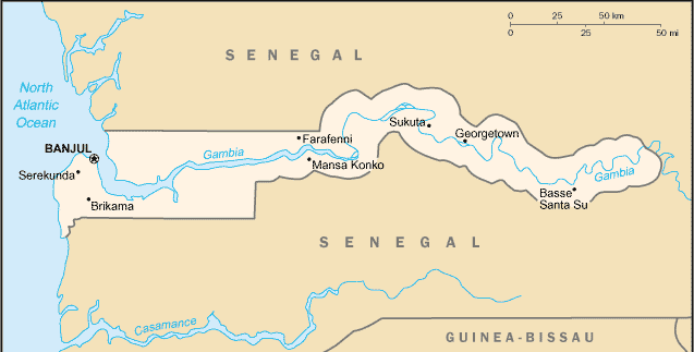 map of The Gambia