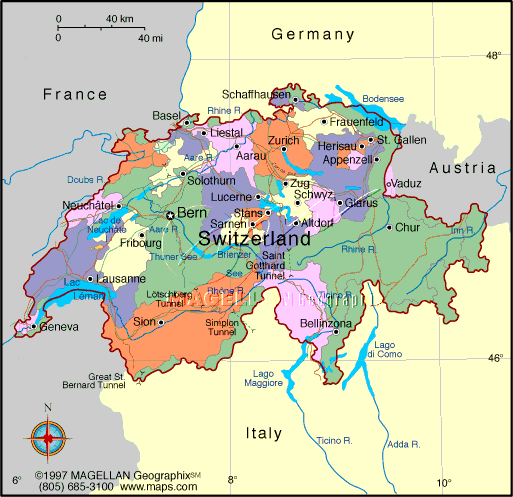 map of Switzerland