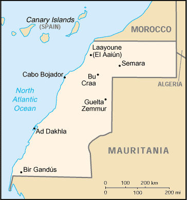 map of Western Sahara
