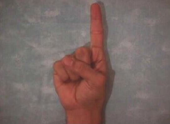 Arabic fingerspelling for the letter 'baa'