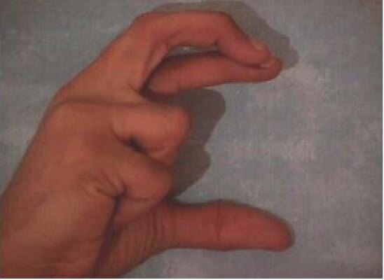Arabic fingerspelling for the letter 'dhaal'