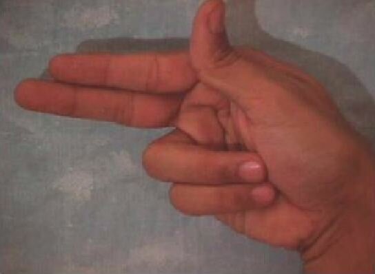 Arabic fingerspelling for the letter 'ghayn'