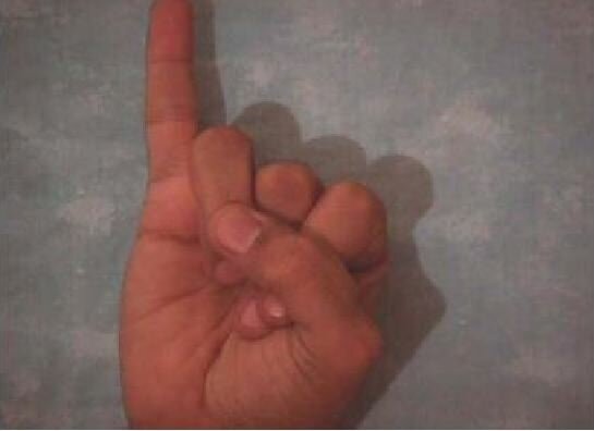 Arabic fingerspelling for the letter 'meem'