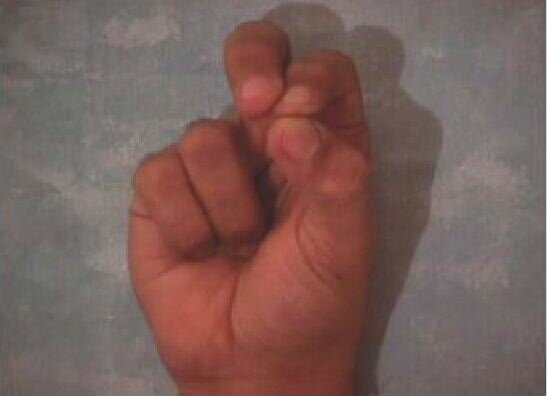 Arabic fingerspelling for the letter 'qaaf'