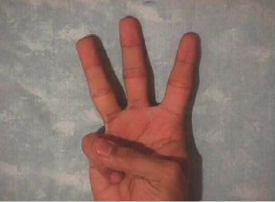 Arabic fingerspelling for the letter 'shadda'