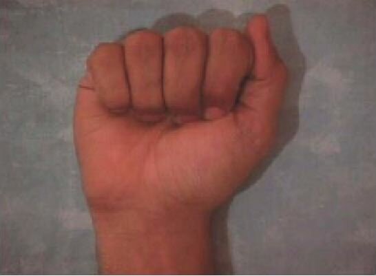 Arabic fingerspelling for the letter 'Saad'