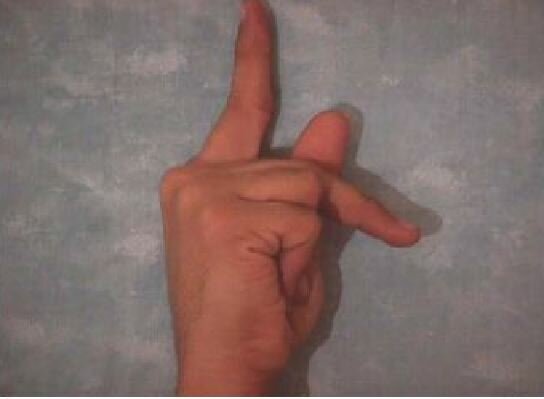 Arabic fingerspelling for the letter 'Zaa'